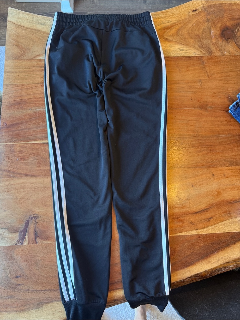 adidas Black Jogger Sweatpants with White Three-Stripes - Picture 3 of 3
